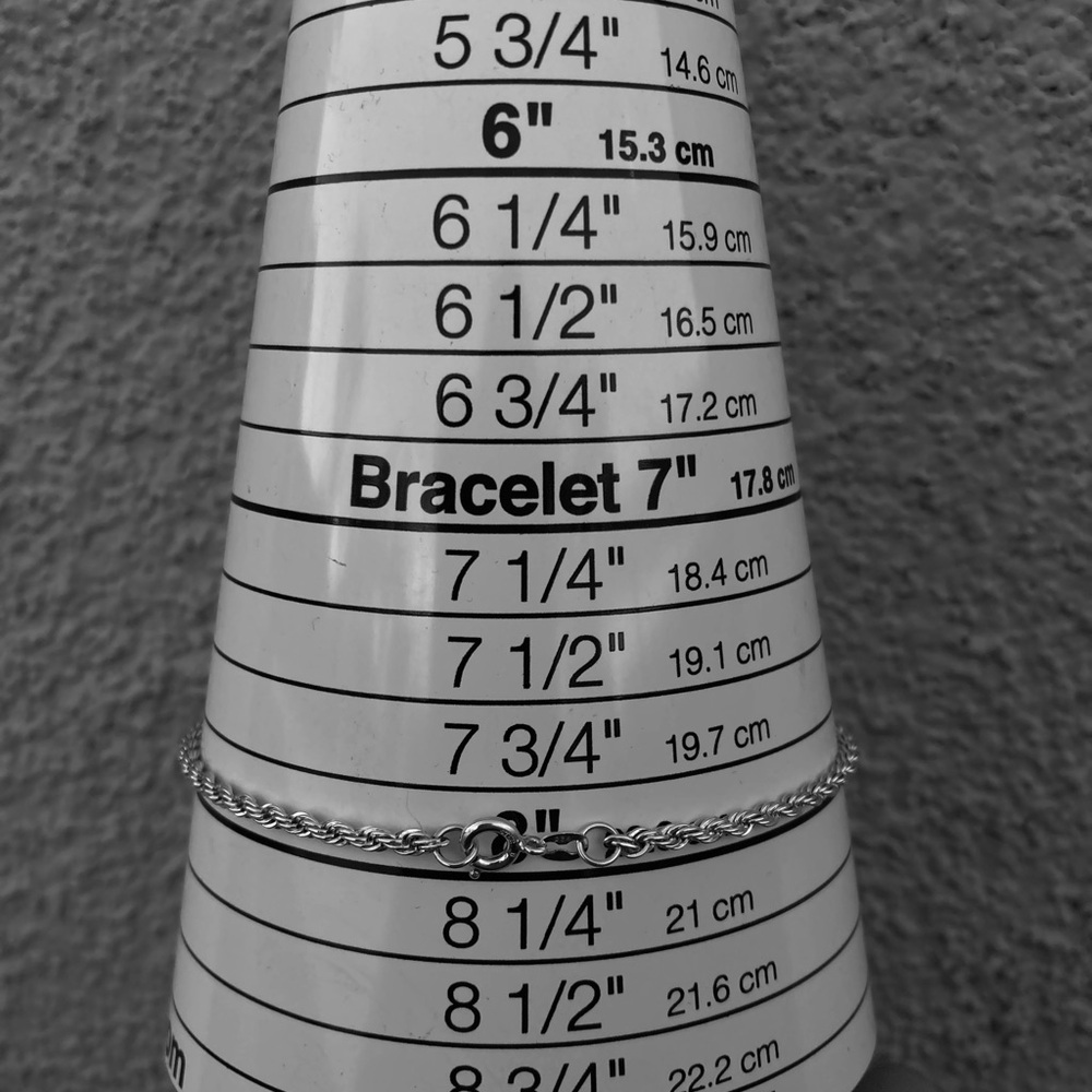 925 Rope Chain Bracelet - 8 Inches - Picture 3 of 3
